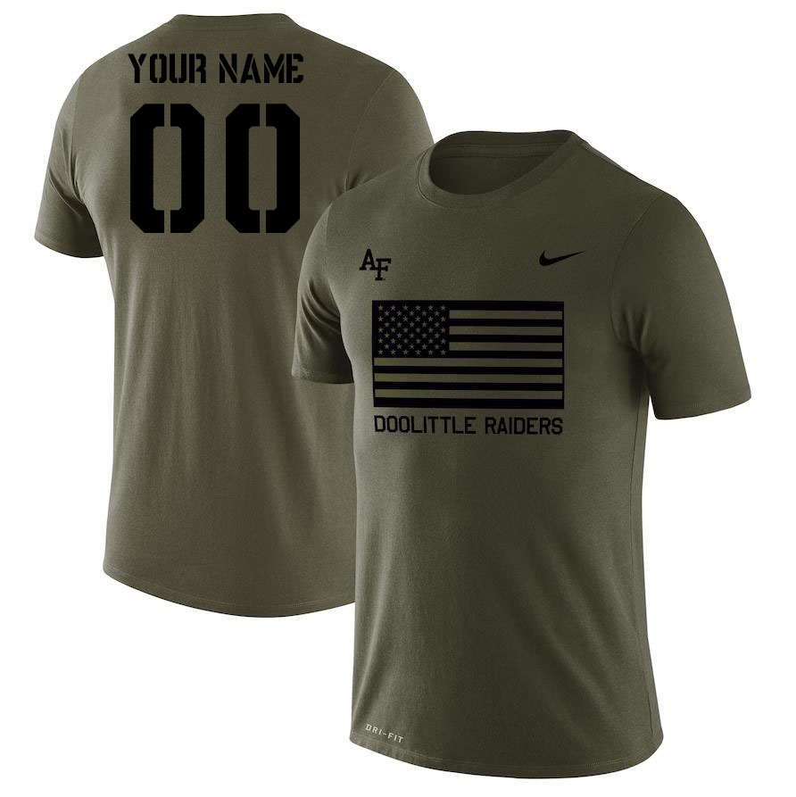 Custom Air Force Falcons Name And Number Olive Tshirt
